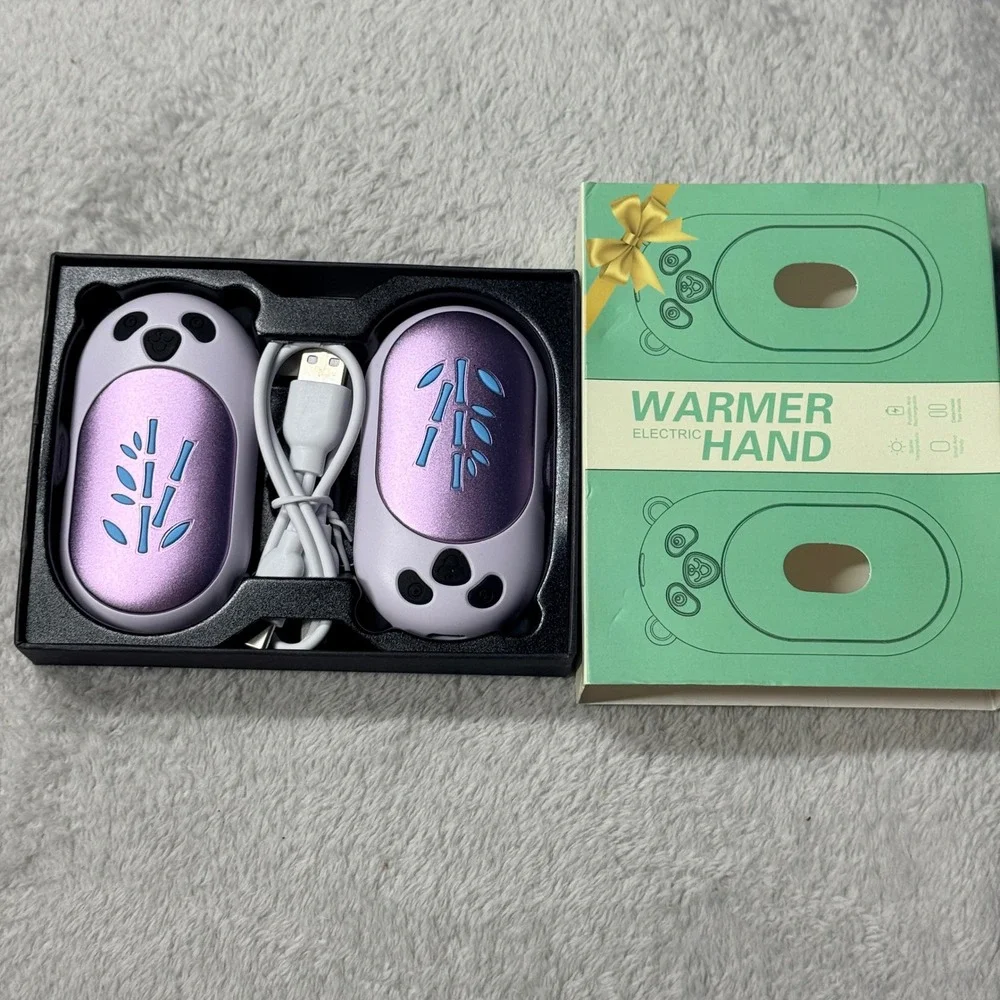 Aoyun Electric Hand Warmer AOY-716 Purple Rechargeable Panda 2-Pack - Picture 4 of 5